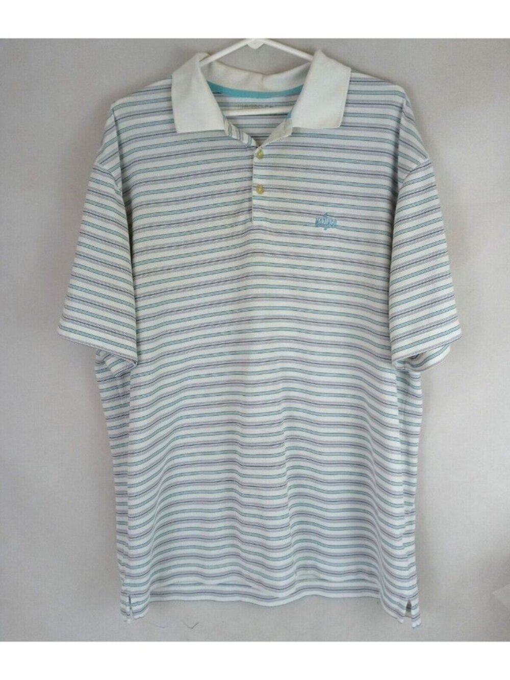 Nike Golf Nike Dri-Fit Men's White & Blue Striped Polo Size XL